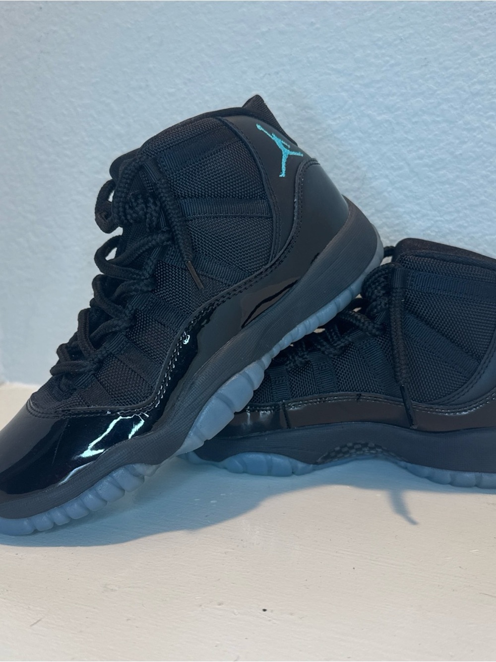 Jordan Men's Air Jordan 11 Retro Low Black with Ice Blue Logo